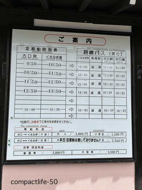 最上川船の発着表